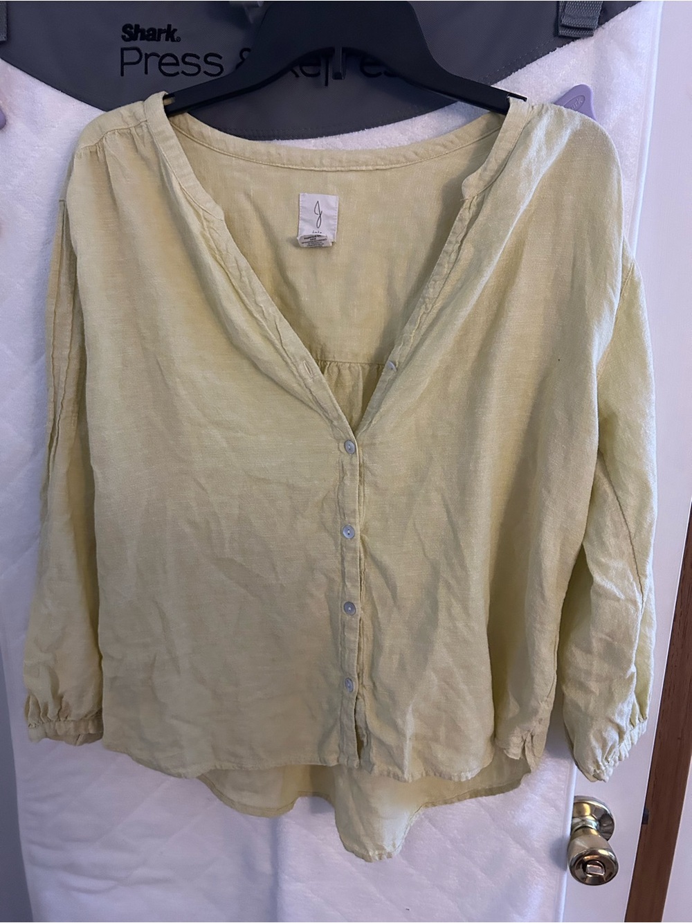 Joie Pale Yellow Button-Down Linen Blend Blouse